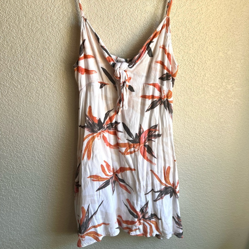 Tilly’s Summer Orange Floral Front Tie Slip Mini Dress S Small